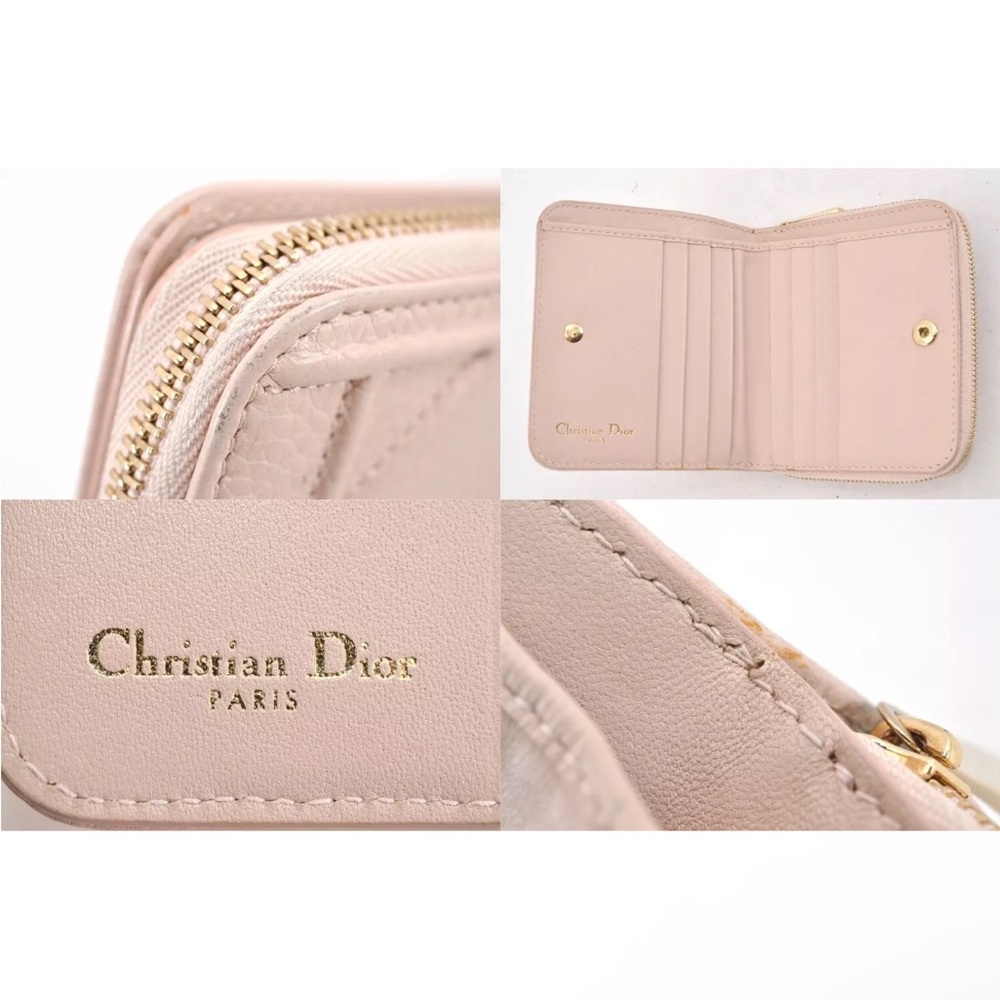 Christian Dior Cannage Tan Leather Compact Wallet EUC - Picture 9 of 11